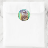 Boeddha-gezicht groen ronde sticker (Tas)