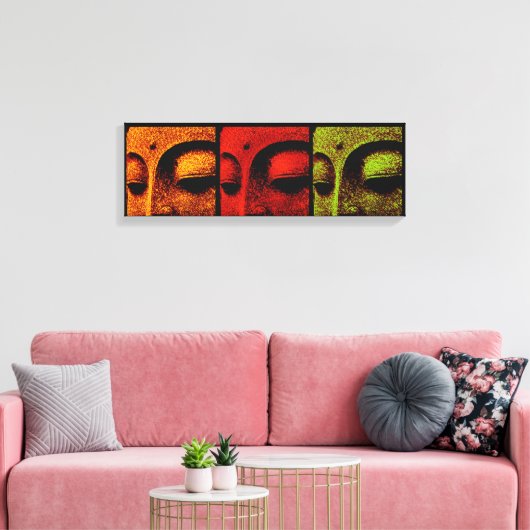 Boeddha Gezichten Triptiek Art Canvas (Insitu (Woonkamer))
