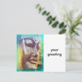 boeddha groen briefkaart (Staand voorkant)