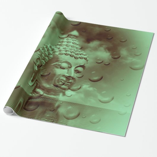 boeddha groen cadeaupapier (Uitgerold)