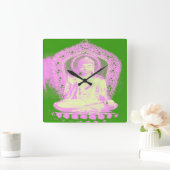 Boeddha - Groene wandklok (Huis)