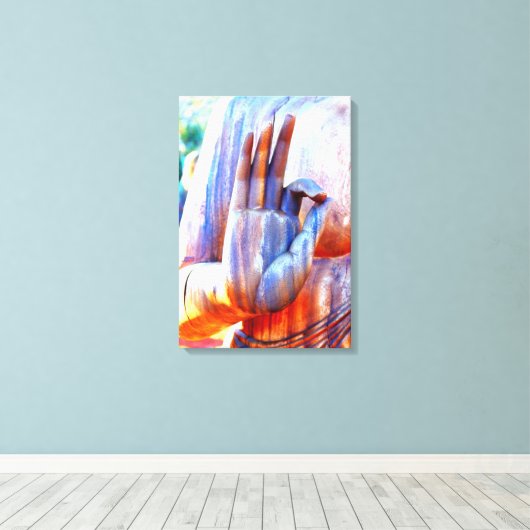 Boeddha hand A-Ok mudra Canvas Afdruk (Insitu (Houten vloer))