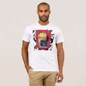 Boeddha Hand - geel op rood T-shirt (Voorkant volledig)