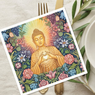 Boeddha, Hart van licht, Feest, Bloem, Vintage Servet