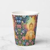 Boeddha, Hart van licht, Feest, Bloemen,  Papieren Bekers (Achterkant)