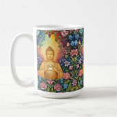 Boeddha, Hart van licht, Gelukkig, Bloemrijk,  Koffiemok (Links)