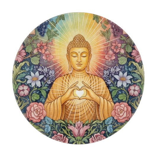 Boeddha, Hart van licht, Keuken, Bloemen, Snijplank (Voorkant)