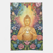 Boeddha, Hart van licht, Keuken, Bloemen, Theedoek (Verticaal)
