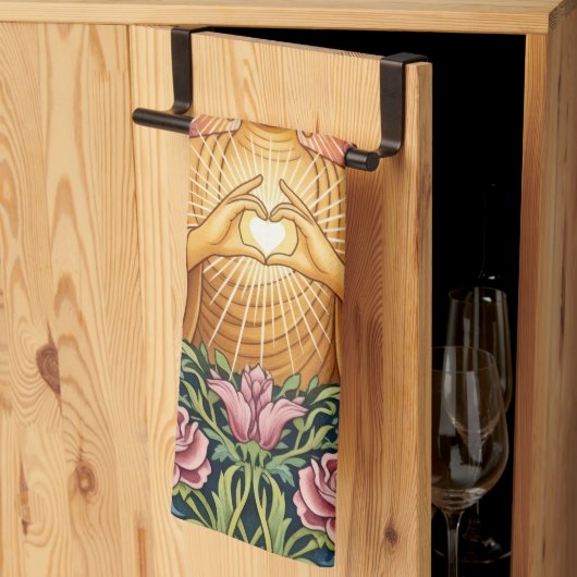 Boeddha, Hart van licht, Keuken, Bloemen, Theedoek (Derde Gevouwen)