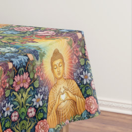 Boeddha, Hart van licht, Tafel, Bloemen,  Tafelkleed