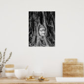 Boeddha Head poster Thailand Black en White (Keuken)