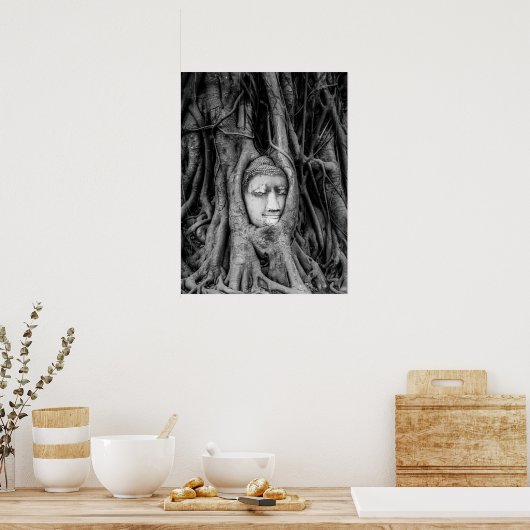 Boeddha Head poster Thailand Black en White (Keuken)