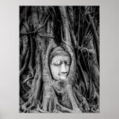 Boeddha Head poster Thailand Black en White (Voorkant)