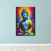 Boeddha Heilige Stralen van Vrede Canvas Afdruk (Insitu (Houten vloer))