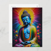 Boeddha heilige stralen van vrede feestdagenkaart (Voorkant / Achterkant)