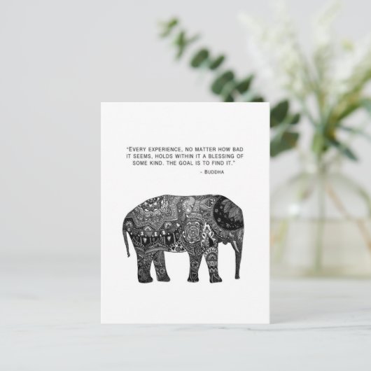 Boeddha Henna Wijsheid Olifant Briefkaart (Staand voorkant)