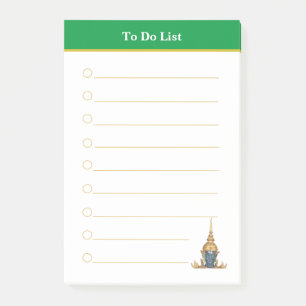 Boeddha hoofd & groene header takenlijst gelinieer post-it® notes