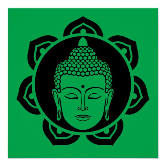 Boeddha hoofd meditatie kussen perfect poster (Voorkant)