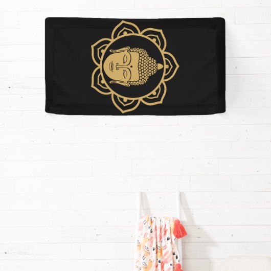 Boeddha hoofd meditatie spandoek (Insitu)