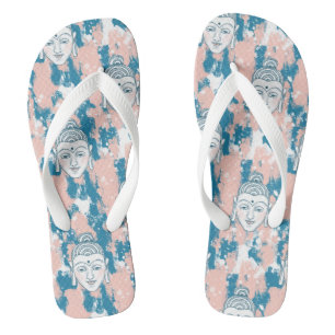 Boeddha Hoofd, roze en blauwgroen Teenslippers