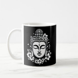 Boeddha hoofd versierd met bloemen koffiemok