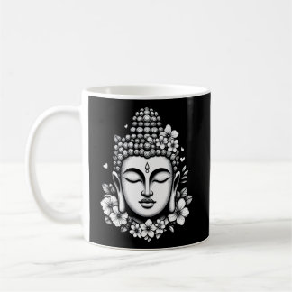 Boeddha hoofd versierd met bloemen koffiemok