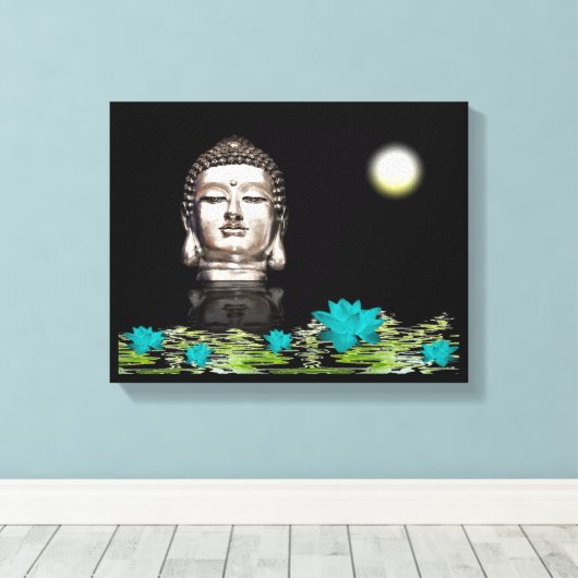 Boeddha Hoofdstandbeeld Canvas Afdruk (Insitu (Houten vloer))
