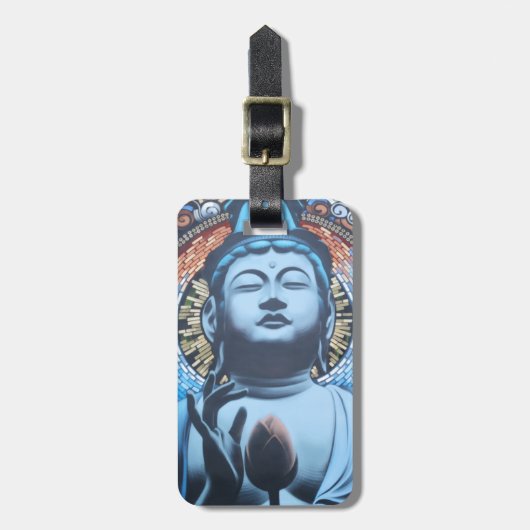Boeddha in Blauw Bagagelabel (Voorkant verticaal)