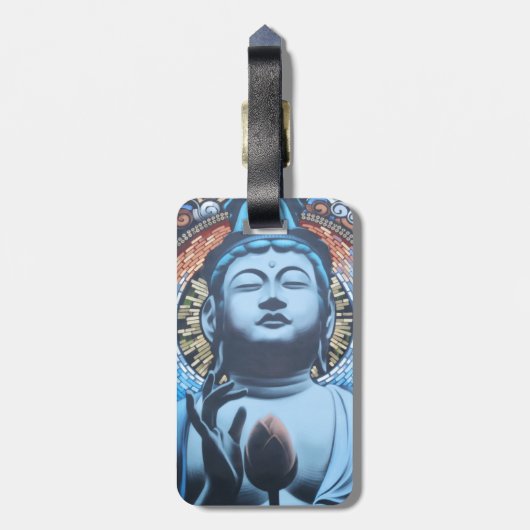 Boeddha in Blauw Bagagelabel (Achterkant verticaal)