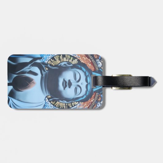 Boeddha in Blauw Bagagelabel (Achterkant horizontaal)