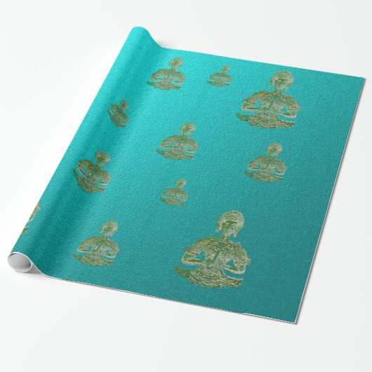 boeddha in blauw cadeaupapier (Uitgerold)