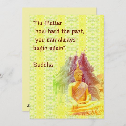 Boeddha in Bright Gold Flat Holiday Kaart (Voorkant / Achterkant)