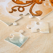 Boeddha in de zonsondergang met gloeiend mystisch  legpuzzel (Zijkant)