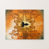 Boeddha in de zonsondergang met gloeiend mystisch  legpuzzel (Horizontaal)