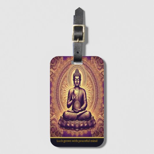 Boeddha in een vredige lotustuin bagagelabel (Voorkant (verticaal))