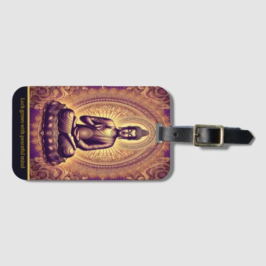 Boeddha in een vredige lotustuin bagagelabel (Voorkant (horizontaal))