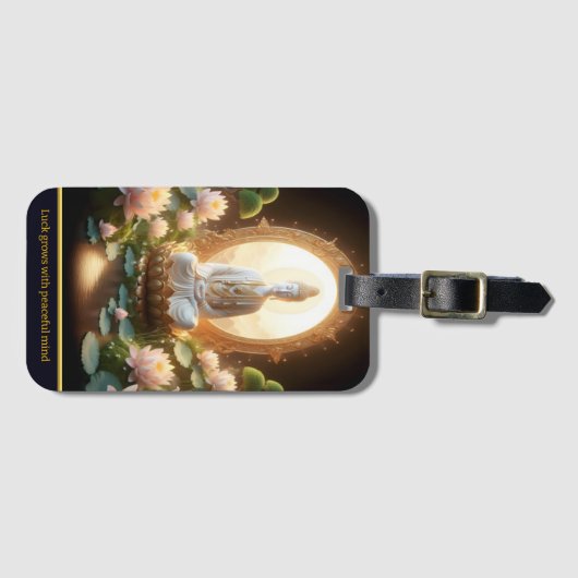 Boeddha in een vredige lotustuin bagagelabel (Voorkant (horizontaal))