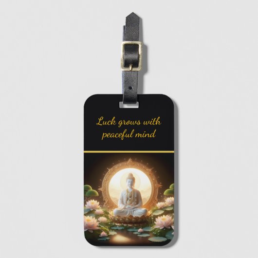 Boeddha in een vredige lotustuin bagagelabel (Voorkant (verticaal))