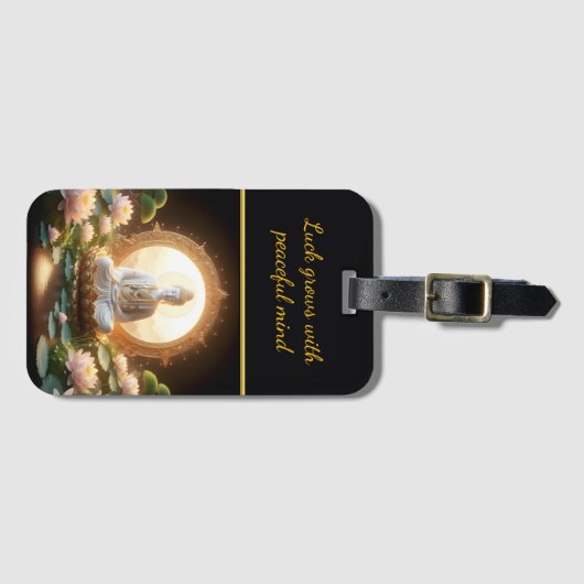 Boeddha in een vredige lotustuin bagagelabel (Voorkant (horizontaal))