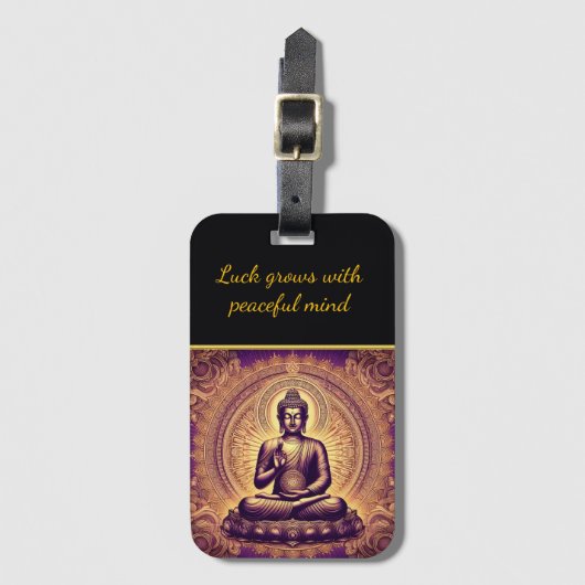 Boeddha in een vredige lotustuin bagagelabel (Voorkant (verticaal))