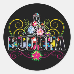 Boeddha in Flowers Ronde Sticker