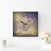 boeddha in gekleurde wolken met kunstmatige zon vierkante klok (Huis)