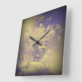 boeddha in gekleurde wolken met kunstmatige zon vierkante klok (Hoek)