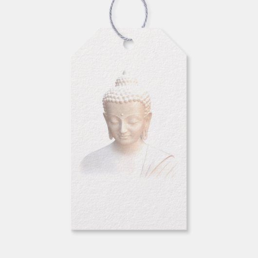 Boeddha in het wit | Serene Meditative Bedankt Cadeaulabel (Achterkant)