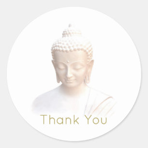Boeddha in het wit Serene Meditative Bedankt Ronde Sticker