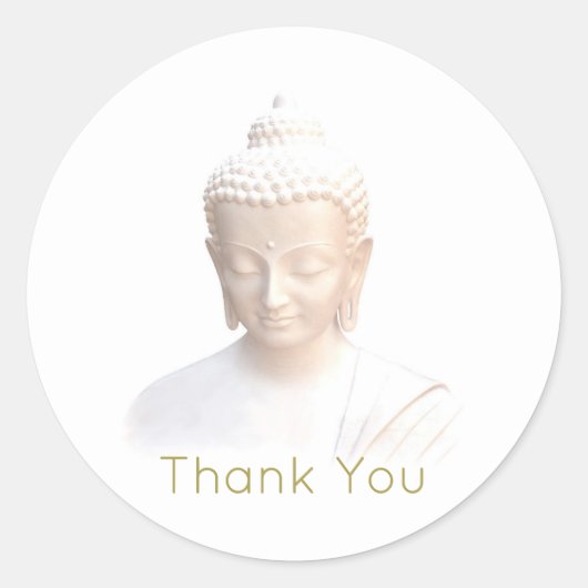 Boeddha in het wit | Serene Meditative Bedankt Ronde Sticker (Voorkant)