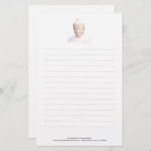 Boeddha in het wit | Serene-medium en kalm Briefpapier (Voorkant / Achterkant)