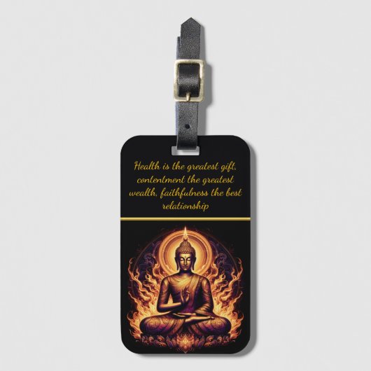 Boeddha in levendige vlammen, bagagelabel (Voorkant (verticaal))