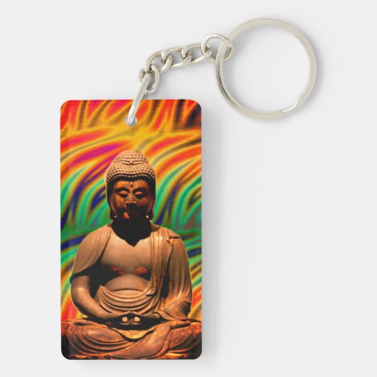 Boeddha in meditatie sleutelhanger (achterkant)