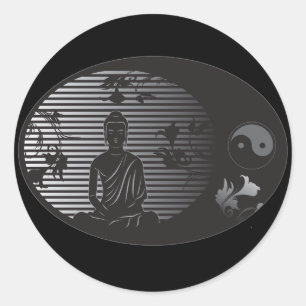 Boeddha in Oval Ronde Sticker